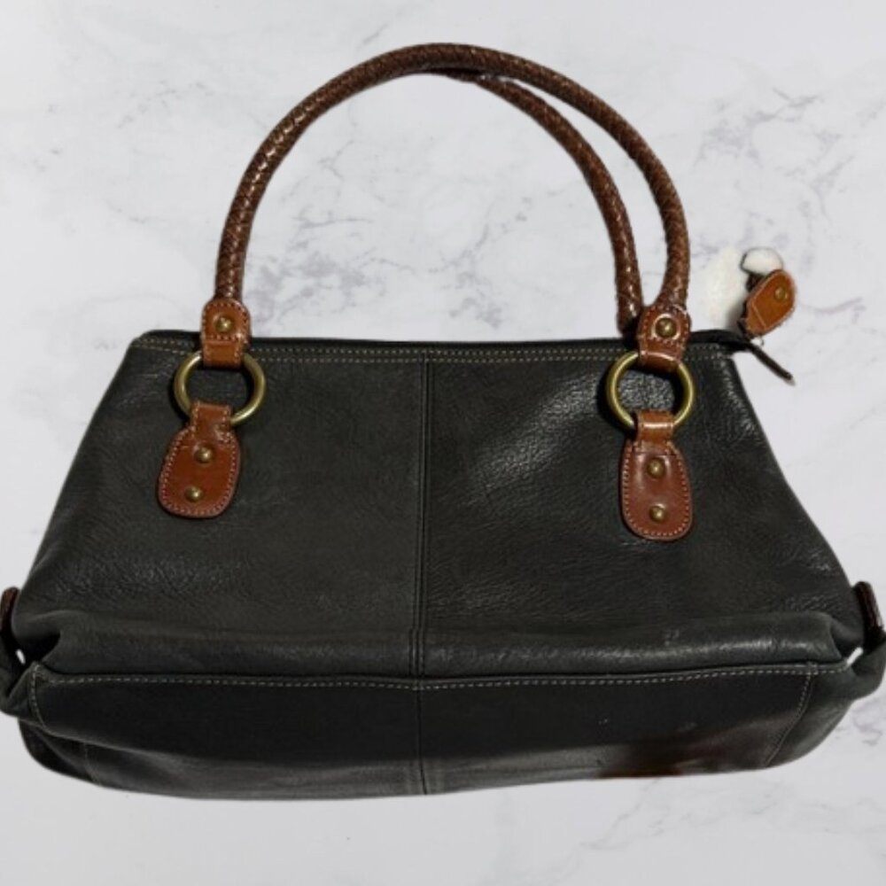 Fossil leather handbag with braided handles - Picture 2 of 5